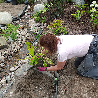 Redskap och material för trädgårdsplantering