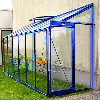 Väggväxthus i aluminium lackat i färg blå